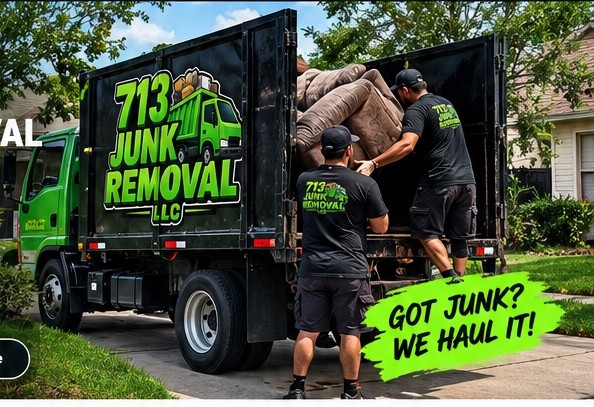 Junk removal crew loading a truck